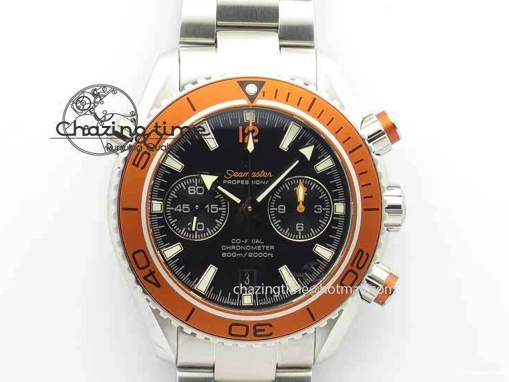 0320 Sophisticated Planet Ocean Master Chronometer Chrono SS OM 1:1 Best Edition Orange On SS Bracelet A 8156
